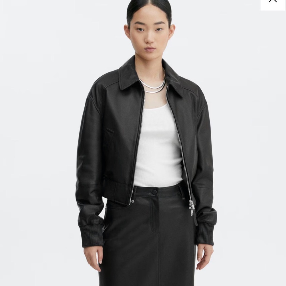 Mango Black Leather Jacket